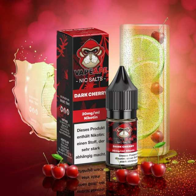 VapeApe Nic Salt Liquid 10ml - Dark Cherry 20mg