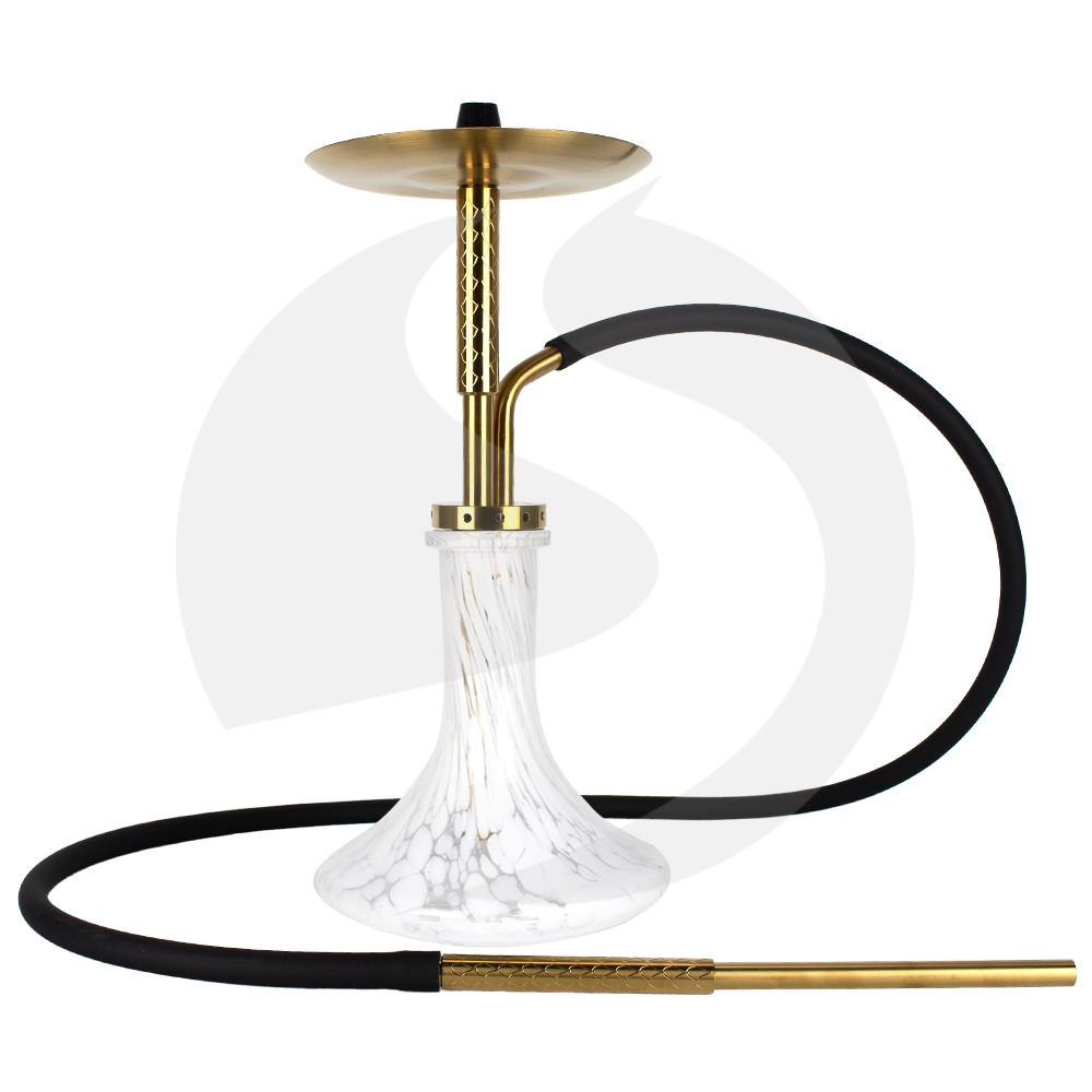 Ocean Hookah Cane "S" - Gold/White Blizzard