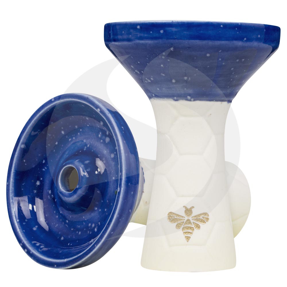 Bee Hookah Phunnel White - Half Glazed Darkblue White