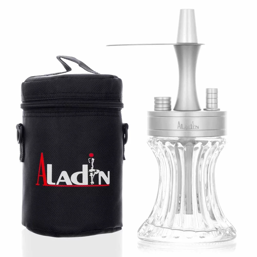 Aladin2Go Portable Hookah Aluminium mit Tasche - Silver