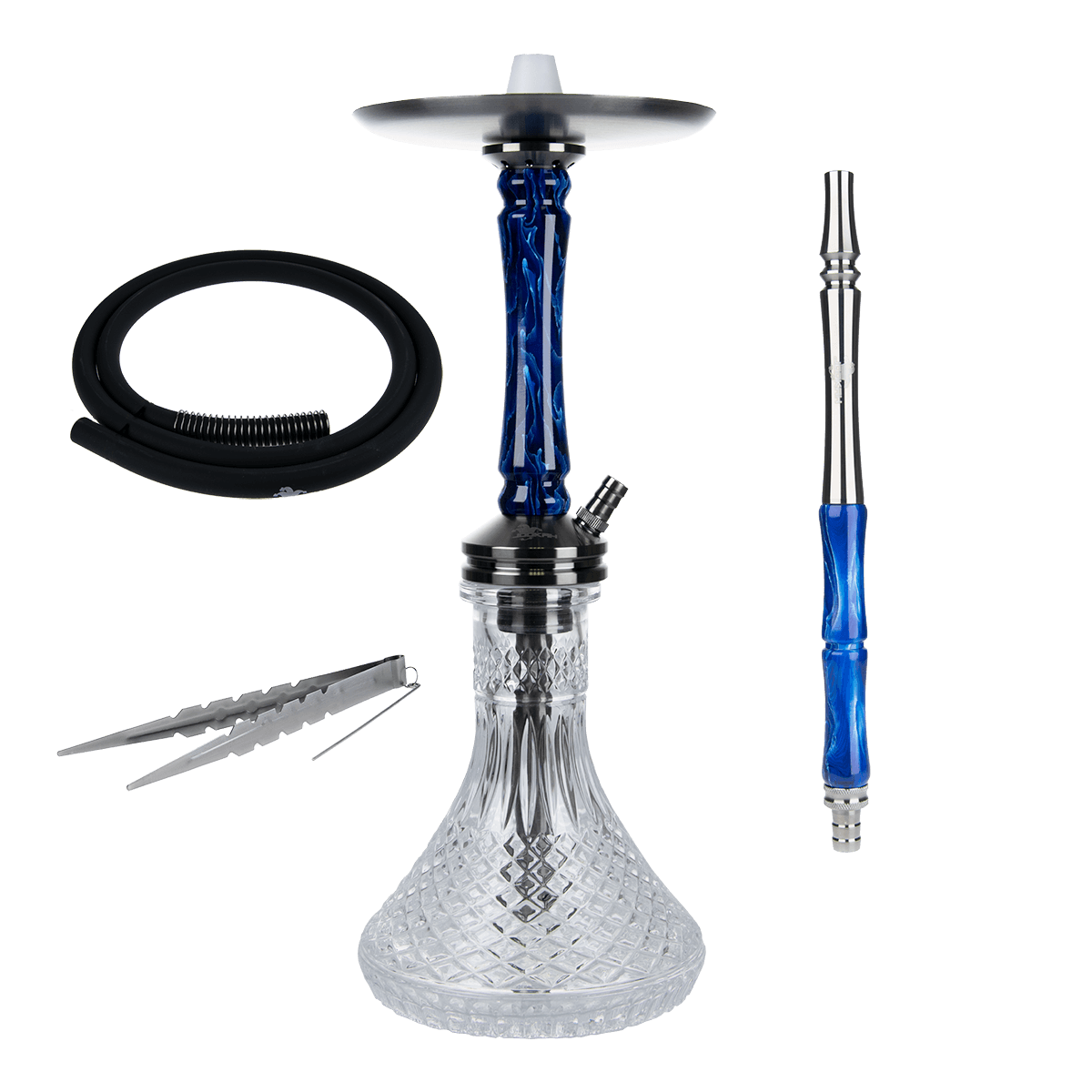 Jookah Shisha Straight Flush - Black Steel/Blue