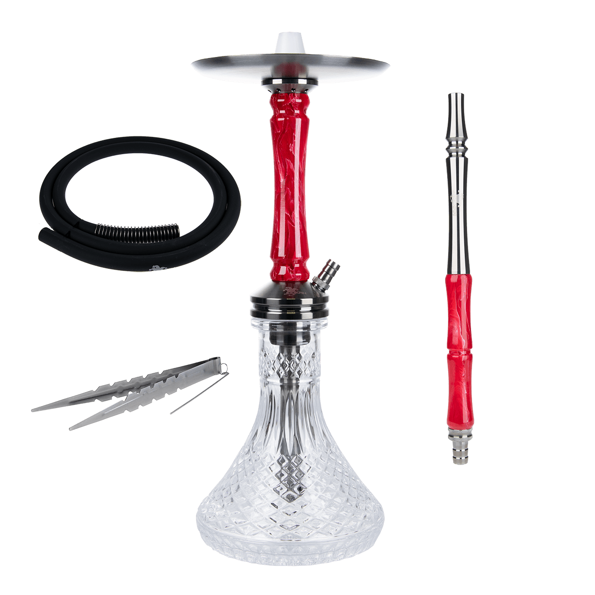 Jookah Shisha Straight Flush - Black Steel/Red