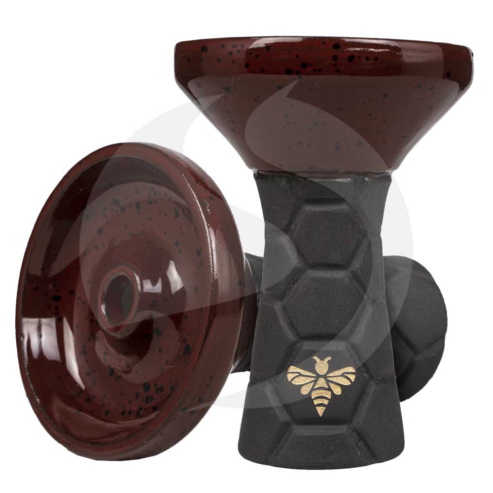 Bee Hookah Phunnel Half Glazed - Black Ruby