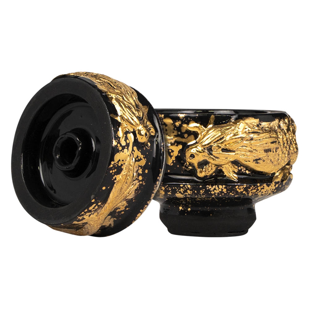 Geometry Hookah Dragon Bowl - Black/Gold