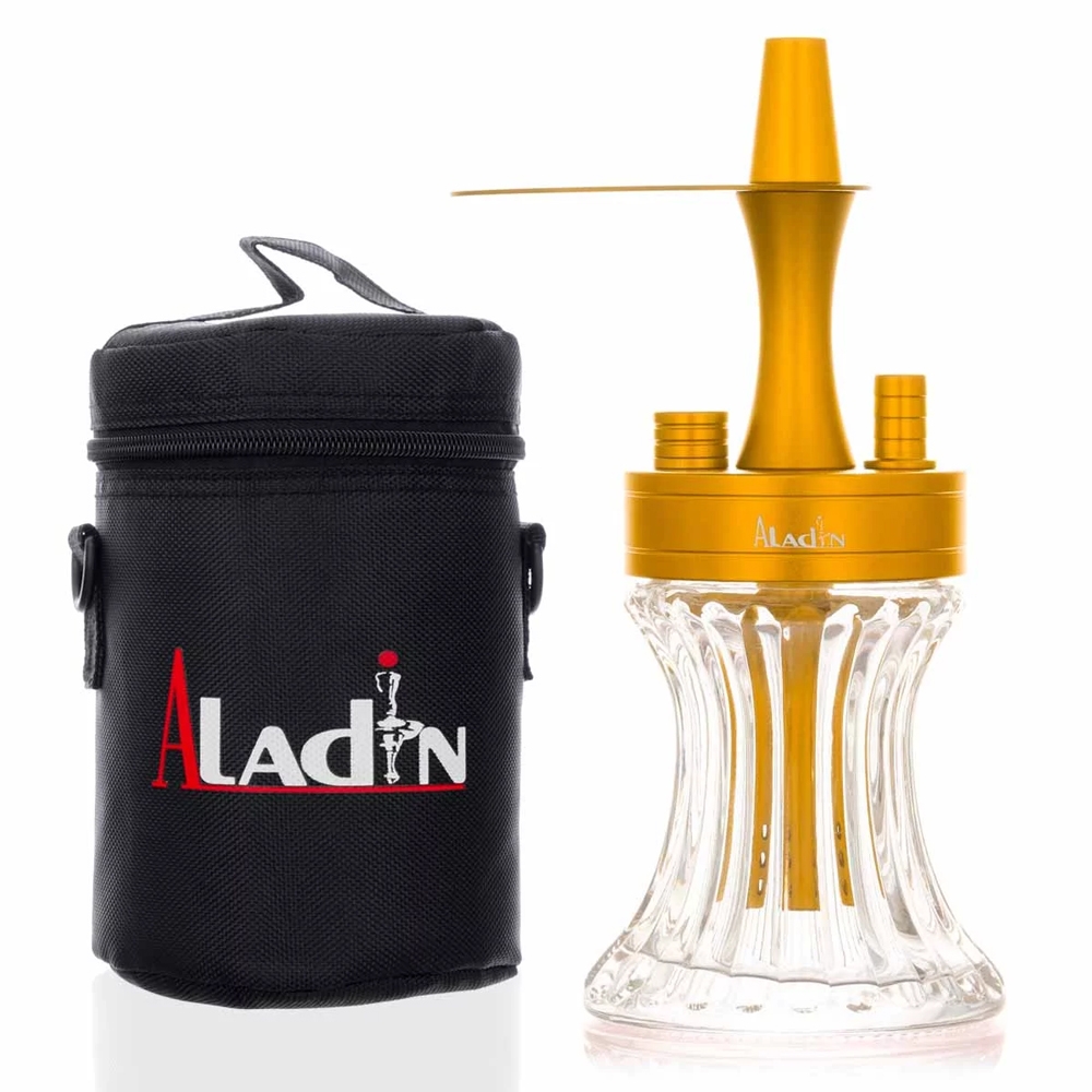 Aladin2Go Portable Hookah Aluminium mit Tasche - Gold