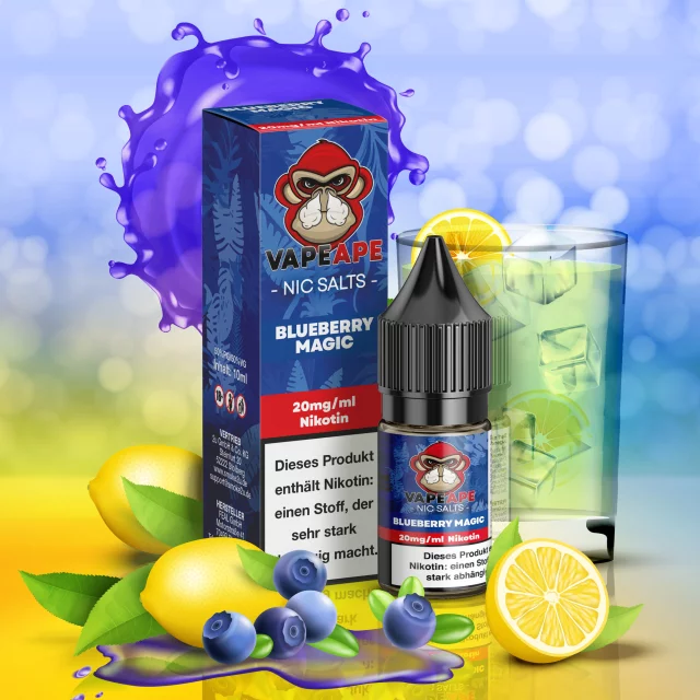 VapeApe Nic Salt Liquid 10ml - Blueberry Magic 20mg