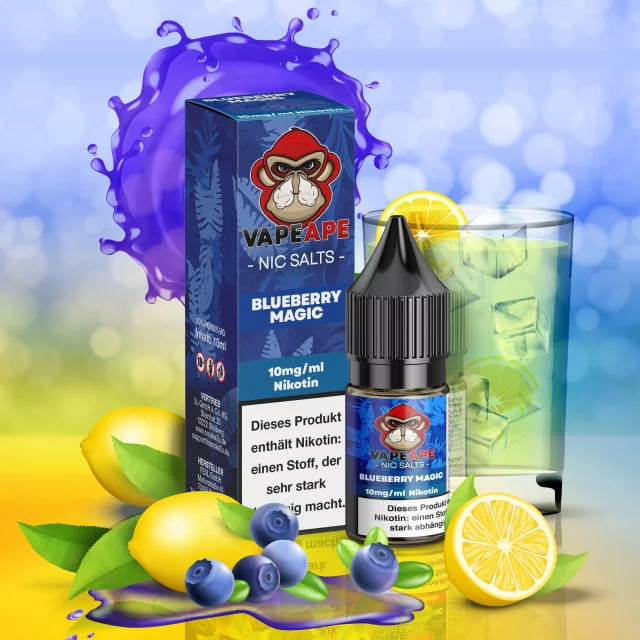 VapeApe Nic Salt Liquid 10ml - Blueberry Magic 10mg