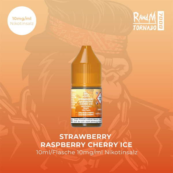 RandM Tornado Liquid 10ml - Strawberry Raspberry Cherry Ice 10mg